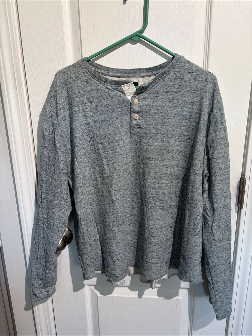 Lucky brand Long-Sleeve Heather blue Henley style Shirt